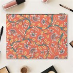 Coral Floral Paisley Cosmetic Bag (XL) Back