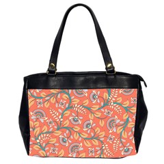 Coral Floral Paisley Oversize Office Handbag (2 Sides)