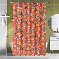 Coral Floral Paisley Shower Curtain 48  X 72  (small)  by mccallacoulture