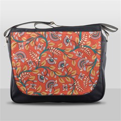 Coral Floral Paisley Messenger Bag by mccallacoulture