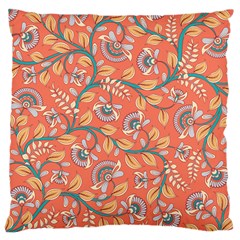 Coral Floral Paisley Large Cushion Case (One Side)