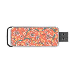 Coral Floral Paisley Portable USB Flash (One Side)