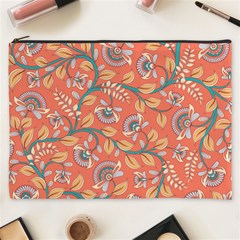 Coral Floral Paisley Cosmetic Bag (XXXL)