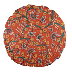 Coral Floral Paisley Large 18  Premium Round Cushions