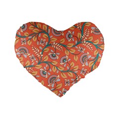 Coral Floral Paisley Standard 16  Premium Heart Shape Cushions