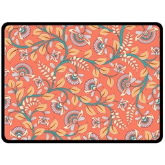 Coral Floral Paisley Double Sided Fleece Blanket (Large) 