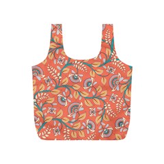 Coral Floral Paisley Full Print Recycle Bag (s) by mccallacoulture