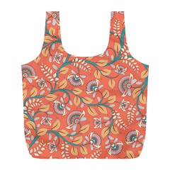 Coral Floral Paisley Full Print Recycle Bag (l) by mccallacoulture