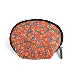 Coral Floral Paisley Accessory Pouch (Small)