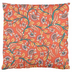 Coral Floral Paisley Large Flano Cushion Case (One Side)