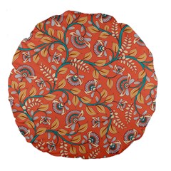 Coral Floral Paisley Large 18  Premium Flano Round Cushions