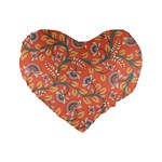 Coral Floral Paisley Standard 16  Premium Flano Heart Shape Cushions Front