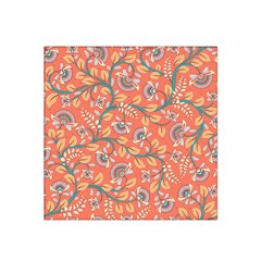 Coral Floral Paisley Satin Bandana Scarf