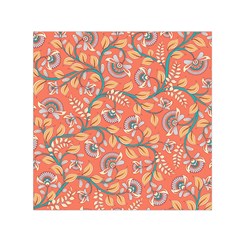 Coral Floral Paisley Small Satin Scarf (Square)