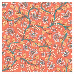 Coral Floral Paisley Wooden Puzzle Square