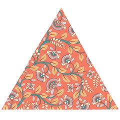 Coral Floral Paisley Wooden Puzzle Triangle