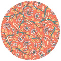 Coral Floral Paisley Wooden Bottle Opener (Round)