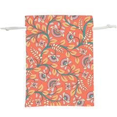 Coral Floral Paisley  Lightweight Drawstring Pouch (xl)