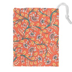 Coral Floral Paisley Drawstring Pouch (4xl)