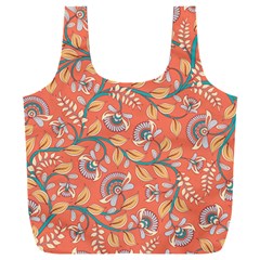 Coral Floral Paisley Full Print Recycle Bag (xxl) by mccallacoulture