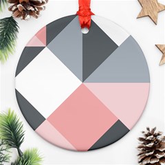 Pink, Gray, And White Geometric Ornament (round) by mccallacoulture