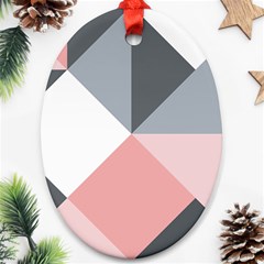 Pink, Gray, And White Geometric Ornament (oval)