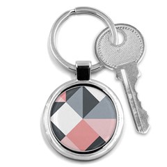 Pink, Gray, And White Geometric Key Chain (round) by mccallacoulture