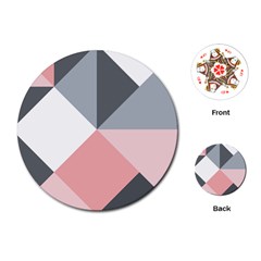 Pink, Gray, And White Geometric Playing Cards Single Design (round)