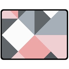 Pink, Gray, And White Geometric Fleece Blanket (large)  by mccallacoulture