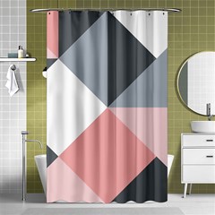 Pink, Gray, And White Geometric Shower Curtain 48  X 72  (small)  by mccallacoulture