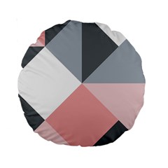 Pink, Gray, And White Geometric Standard 15  Premium Round Cushions by mccallacoulture