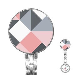 Pink, Gray, And White Geometric Stainless Steel Nurses Watch by mccallacoulture