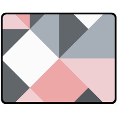 Pink, Gray, And White Geometric Double Sided Fleece Blanket (medium)  by mccallacoulture