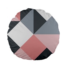 Pink, Gray, And White Geometric Standard 15  Premium Flano Round Cushions by mccallacoulture