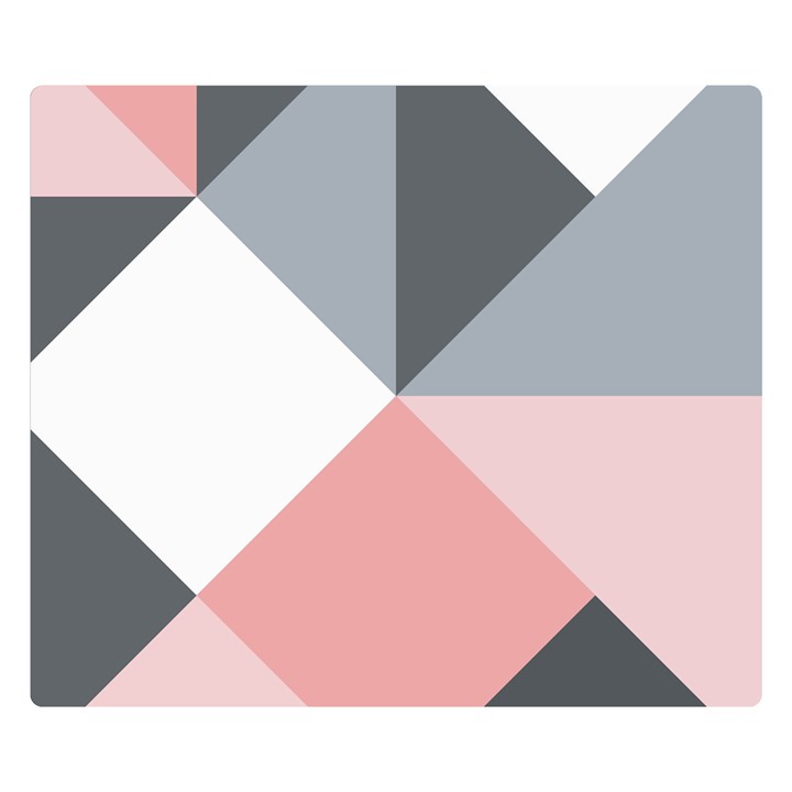 Pink, Gray, and White Geometric Double Sided Flano Blanket (Small) 