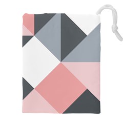 Pink, Gray, And White Geometric Drawstring Pouch (4xl)