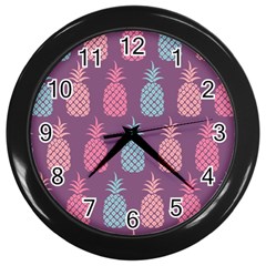 Pineapple Wallpaper Pattern 1462307008mhe Wall Clock (black)