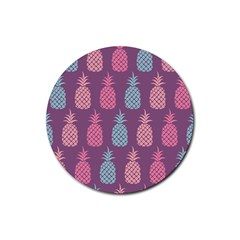 Pineapple Wallpaper Pattern 1462307008mhe Rubber Round Coaster (4 Pack)  by Sobalvarro