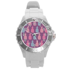 Pineapple Wallpaper Pattern 1462307008mhe Round Plastic Sport Watch (l) by Sobalvarro