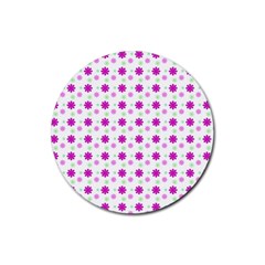 Background Flowers Multicolor Purple Rubber Round Coaster (4 Pack)  by HermanTelo