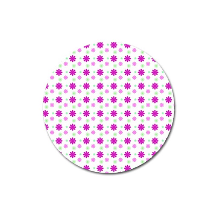 Background Flowers Multicolor Purple Magnet 3  (Round)