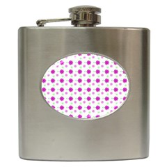 Background Flowers Multicolor Purple Hip Flask (6 Oz)