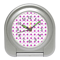 Background Flowers Multicolor Purple Travel Alarm Clock by HermanTelo