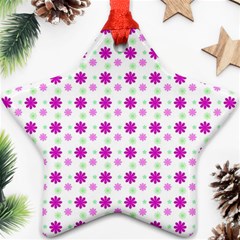 Background Flowers Multicolor Purple Star Ornament (two Sides)