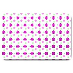 Background Flowers Multicolor Purple Large Doormat 