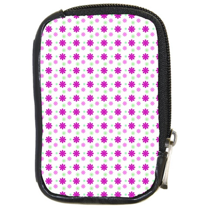 Background Flowers Multicolor Purple Compact Camera Leather Case