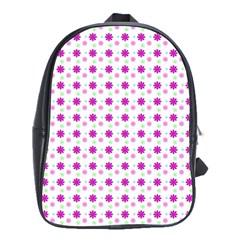 Background Flowers Multicolor Purple School Bag (large)