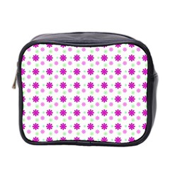 Background Flowers Multicolor Purple Mini Toiletries Bag (two Sides) by HermanTelo