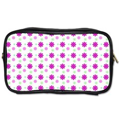 Background Flowers Multicolor Purple Toiletries Bag (two Sides)