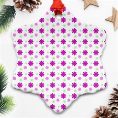 Background Flowers Multicolor Purple Snowflake Ornament (two Sides) by HermanTelo